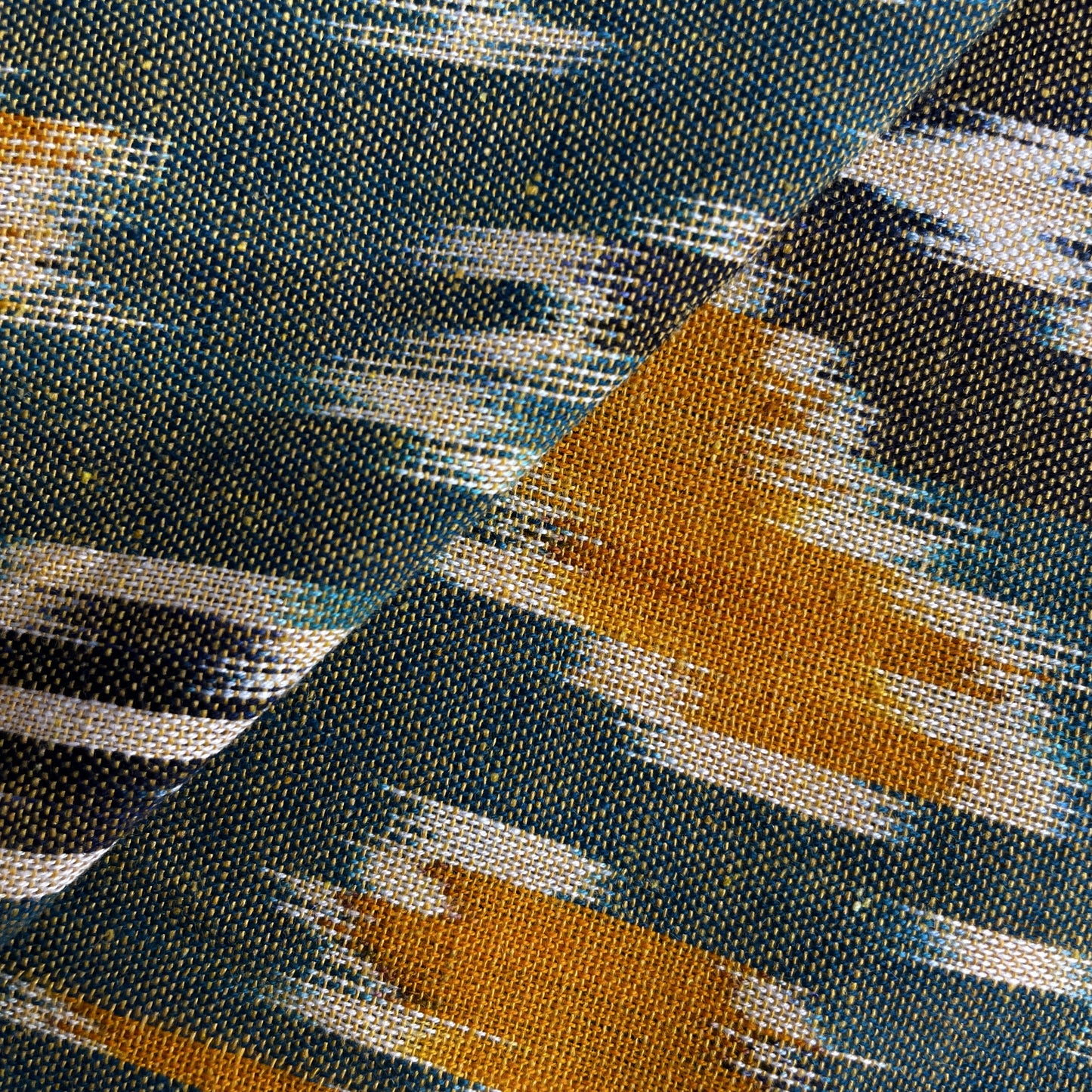 Olive Green Ikkat Print Cotton Fabric 18116