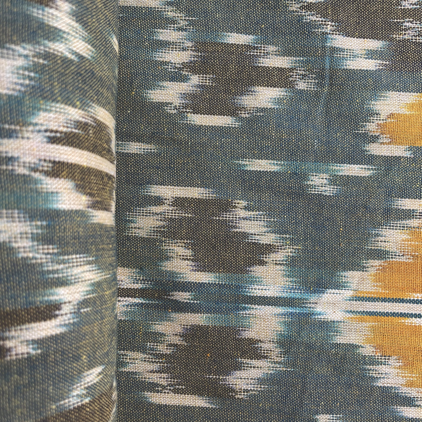 Olive Green Ikkat Print Cotton Fabric 18116
