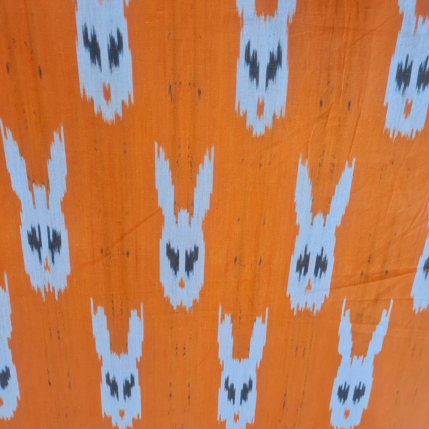Orange Ikkat Print Cotton Fabric 18124