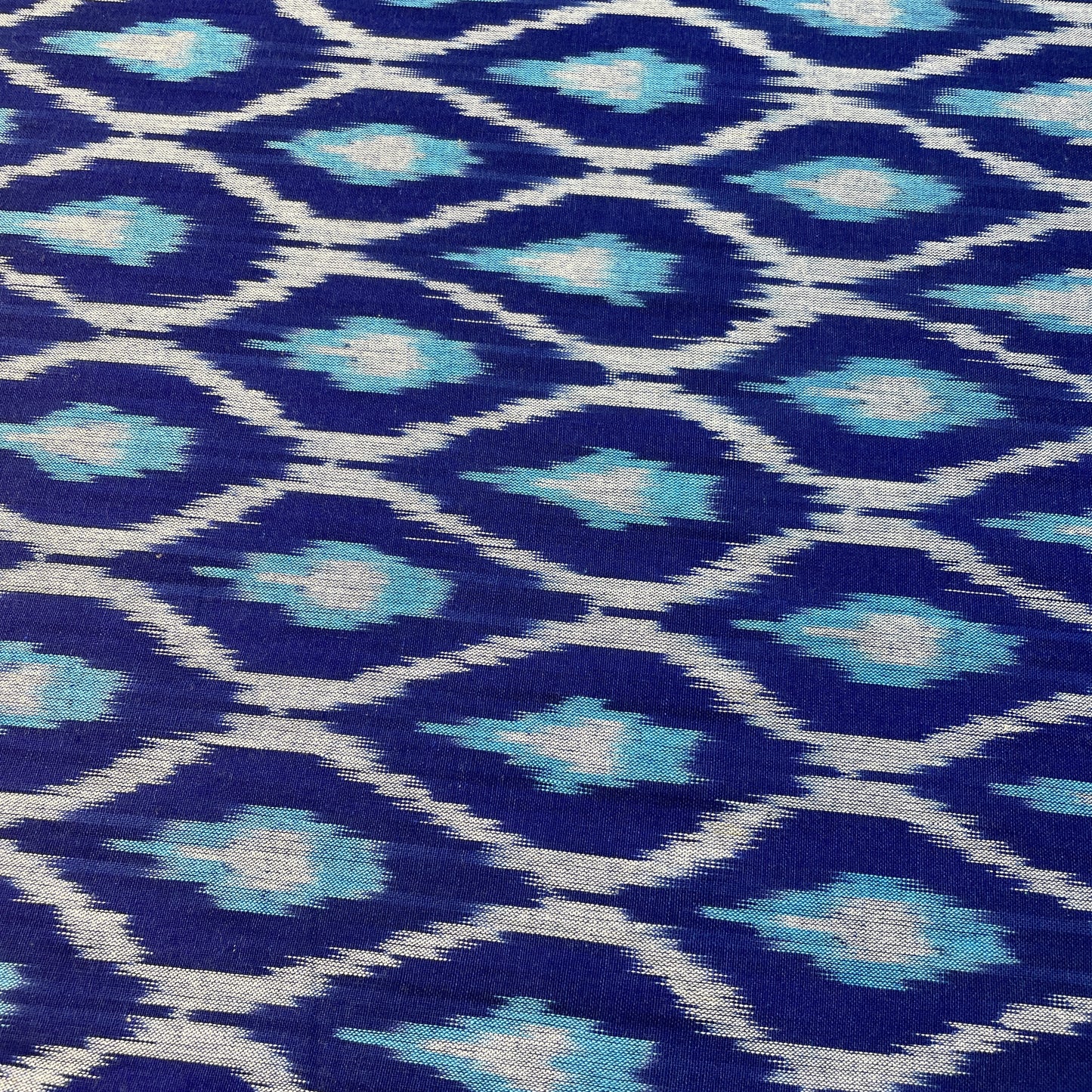Royal Blue Ikkat Print Cotton Fabric 18131
