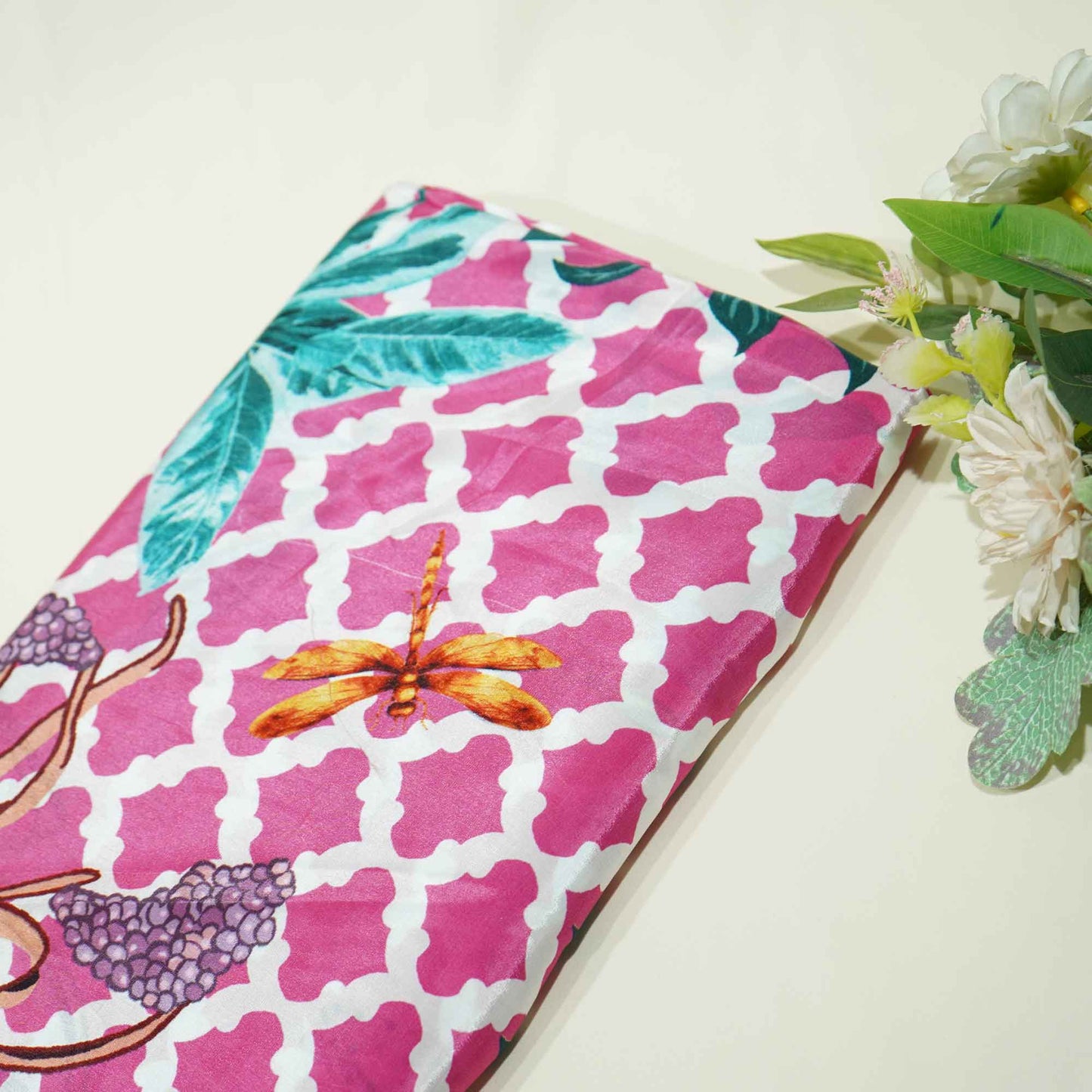Pink Floral Print Crepe Fabric 1451 18138