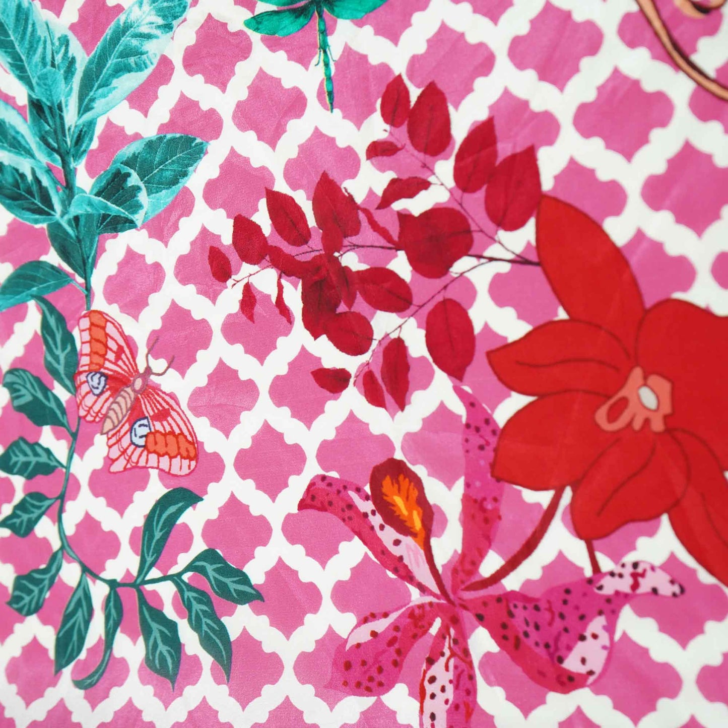 Pink Floral Print Crepe Fabric 1451 18138