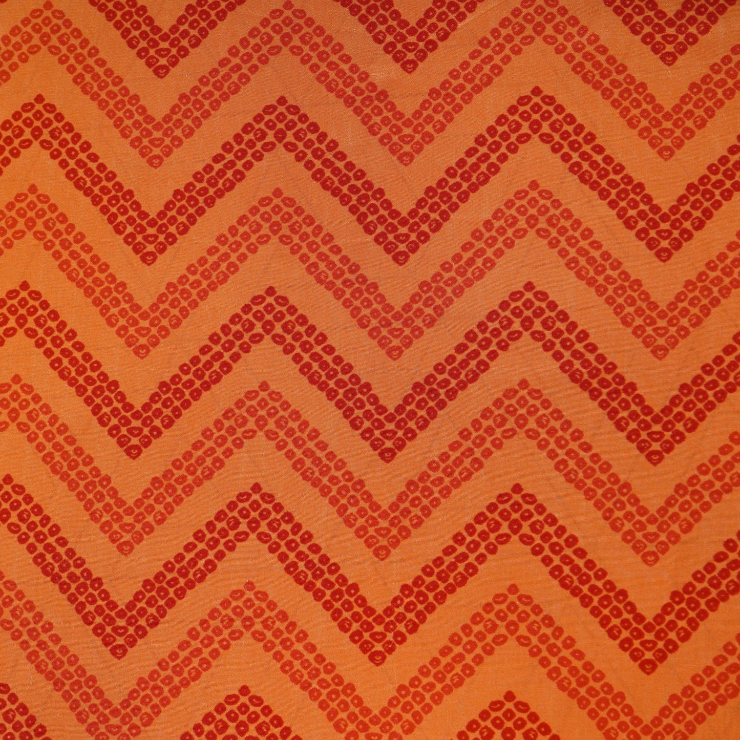 Orange Shevron Bandhani Print Crepe Fabric 18139