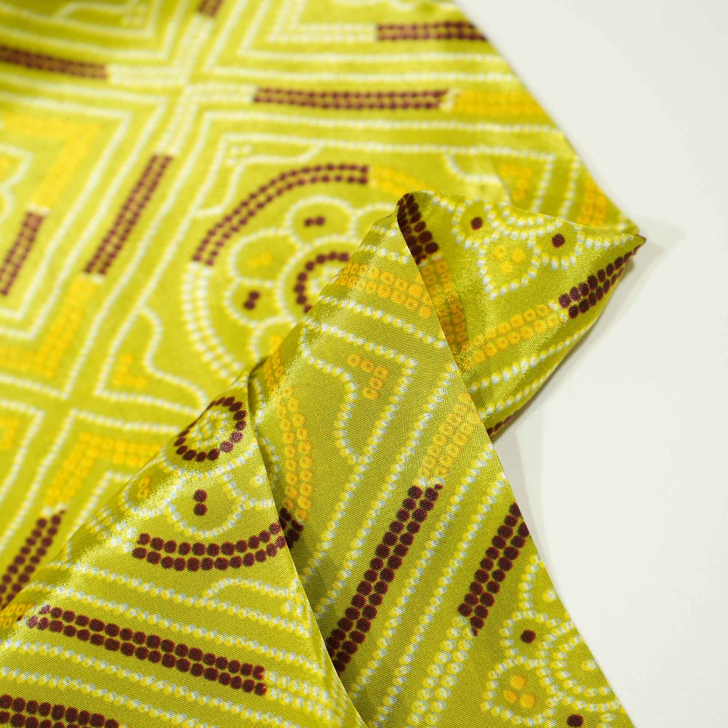 Green Bandhani Print Crepe Fabric 1451 18144