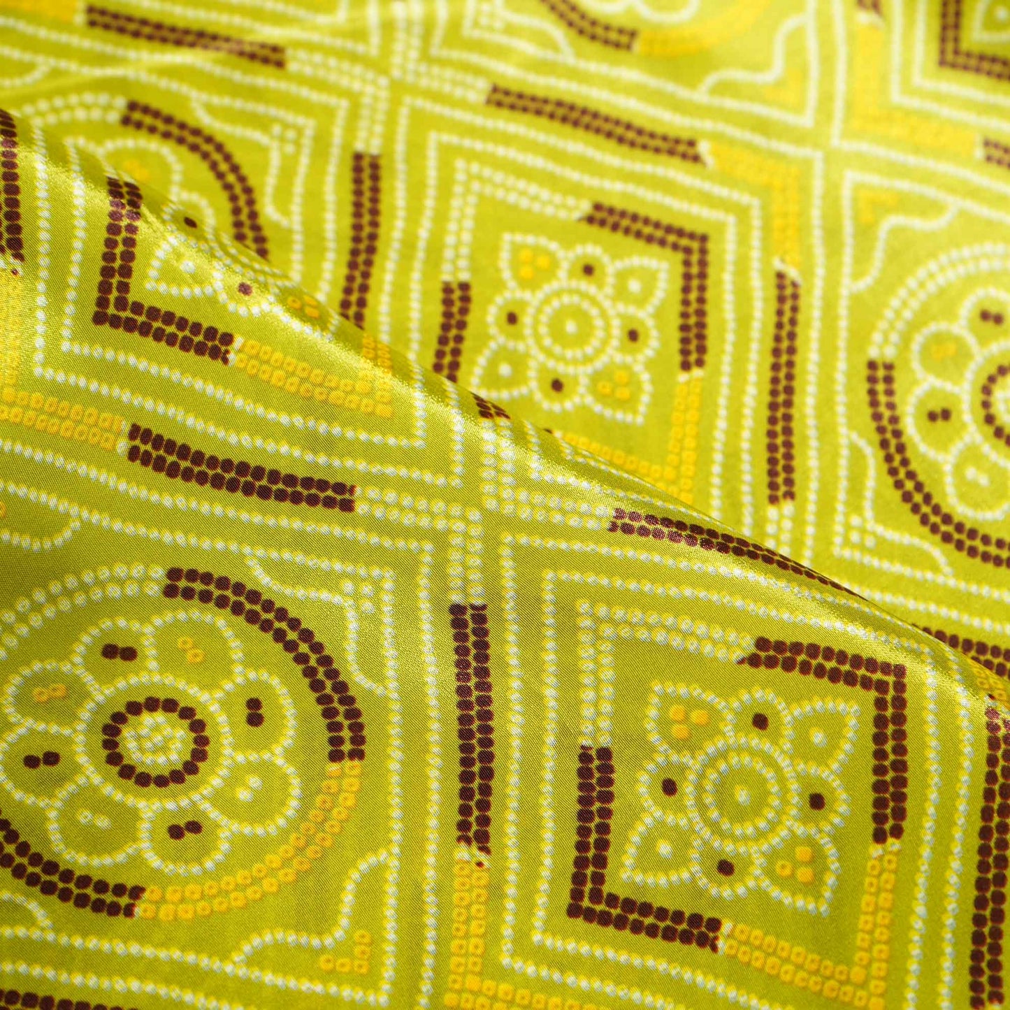 Green Bandhani Print Crepe Fabric 1451 18144