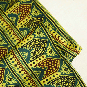 Green Ajrakh Print Modal Satin Fabric 0070 18172