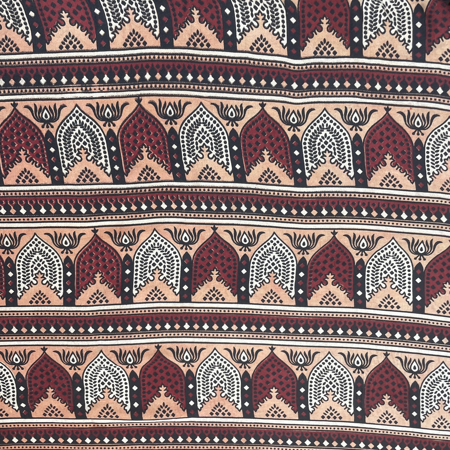 Orange Ajrakh Print Modal Satin Fabric 18195