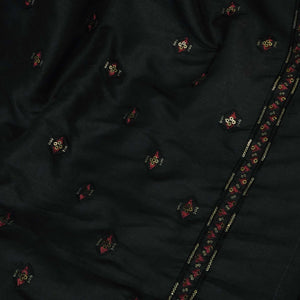 Black Sequins Thread Embroidery Russian Silk Fabric 5959 SB-18449