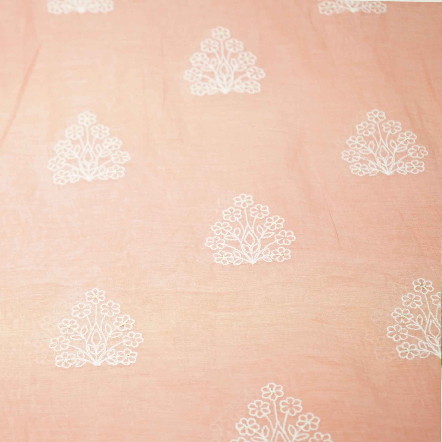 Orange Thread Embroidery Malai Chanderi Silk Fabric 0406-SN-18580