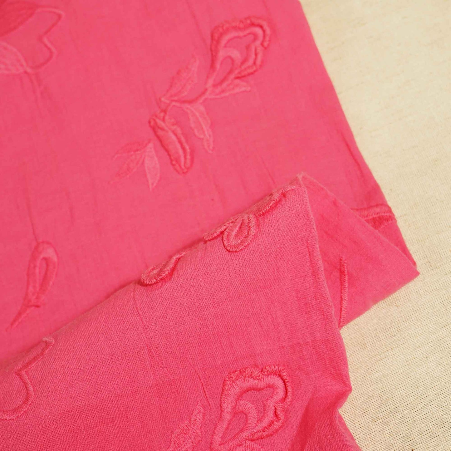 Pink Floral Cutdana Embroidery Tissue Fabric 02355 GT-18817