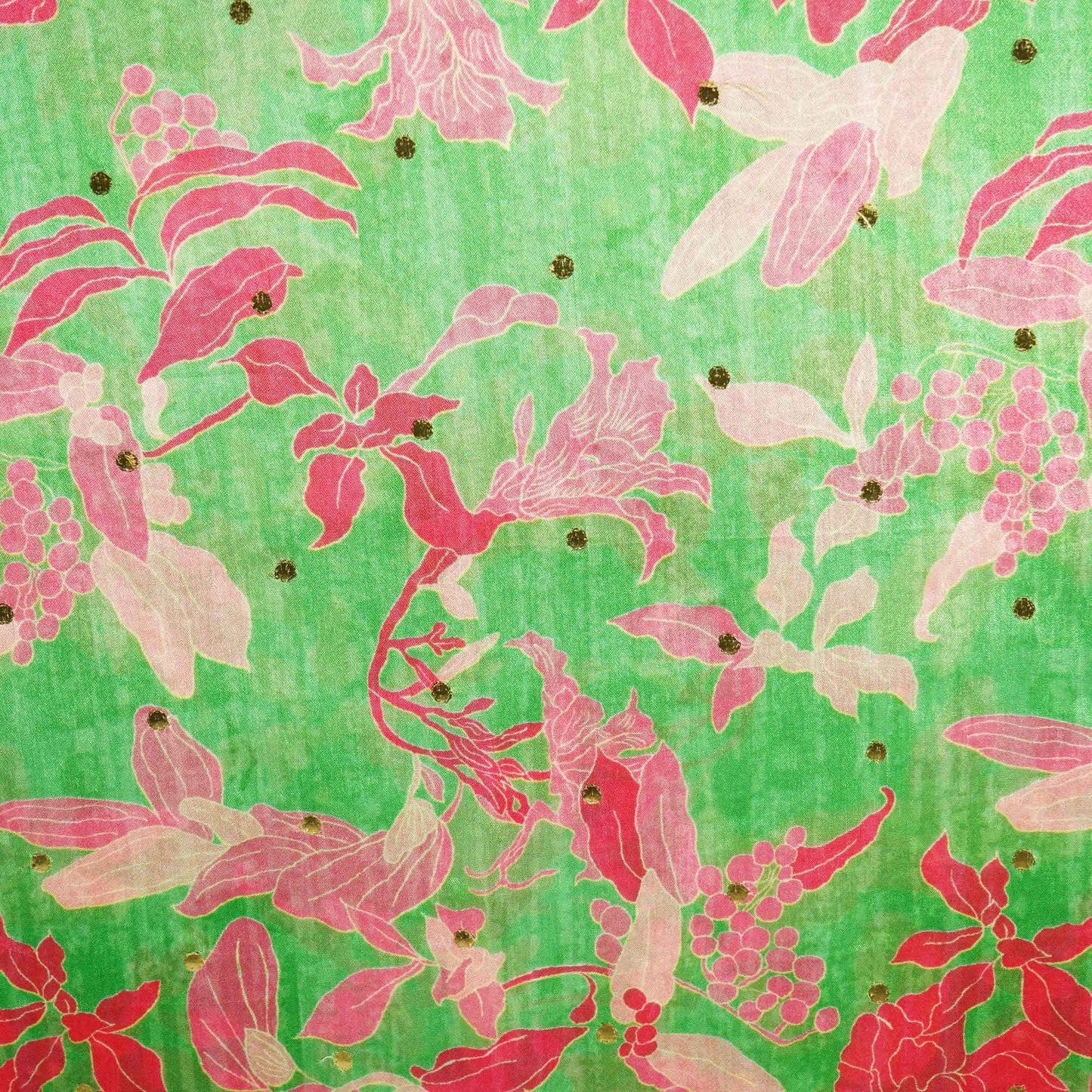Green Floral Gota Embroidery Crepe Fabric 2318 GT-18870