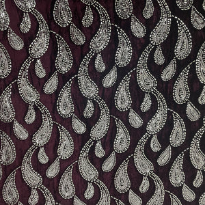 Maroon Paisley Velvet Fabric 19348