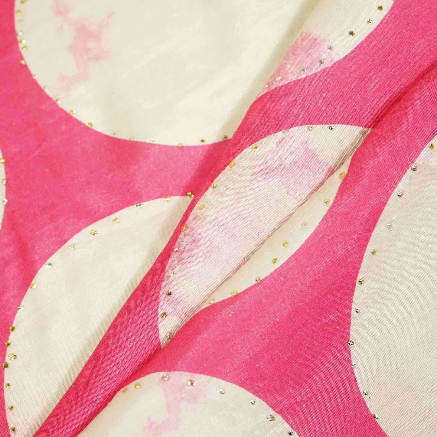 Pink Geometrical Mukaish Work Mulmul Fabric 0243 SN-19580