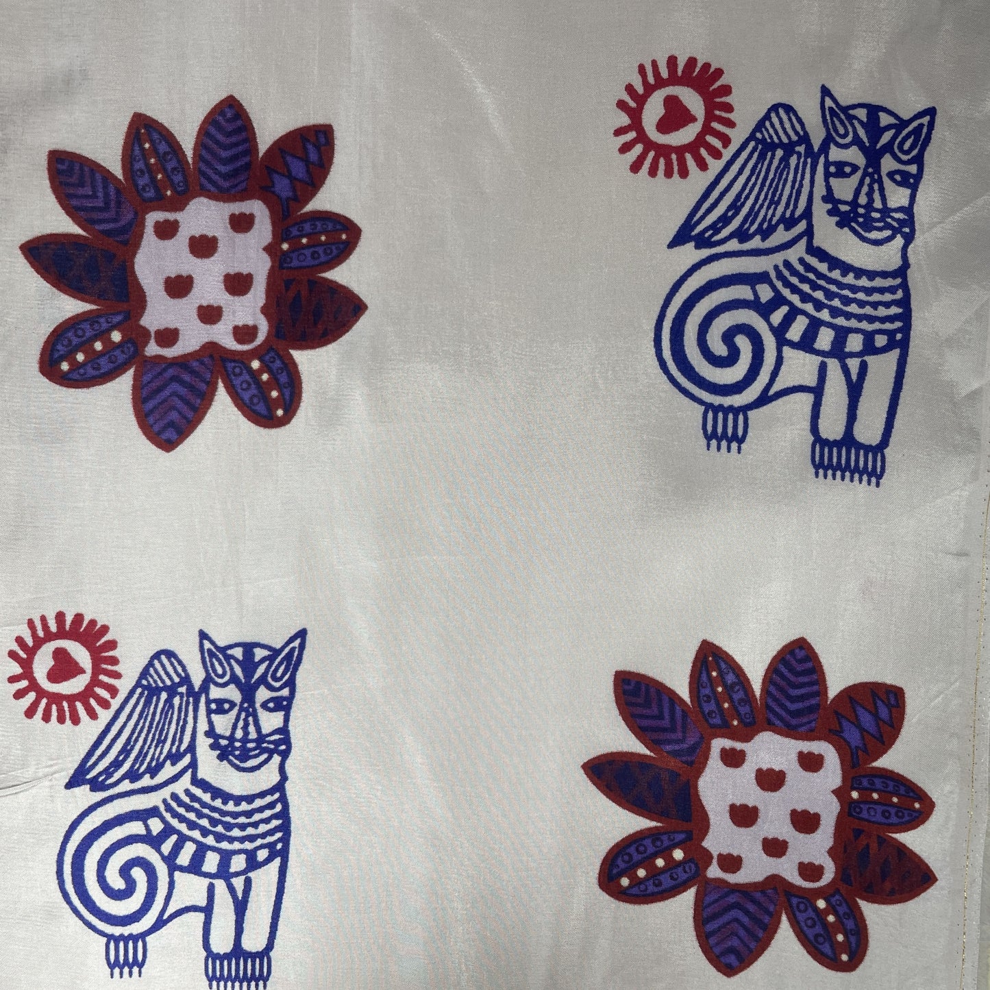 Lilac Block Print Upada Silk Fabric 19615