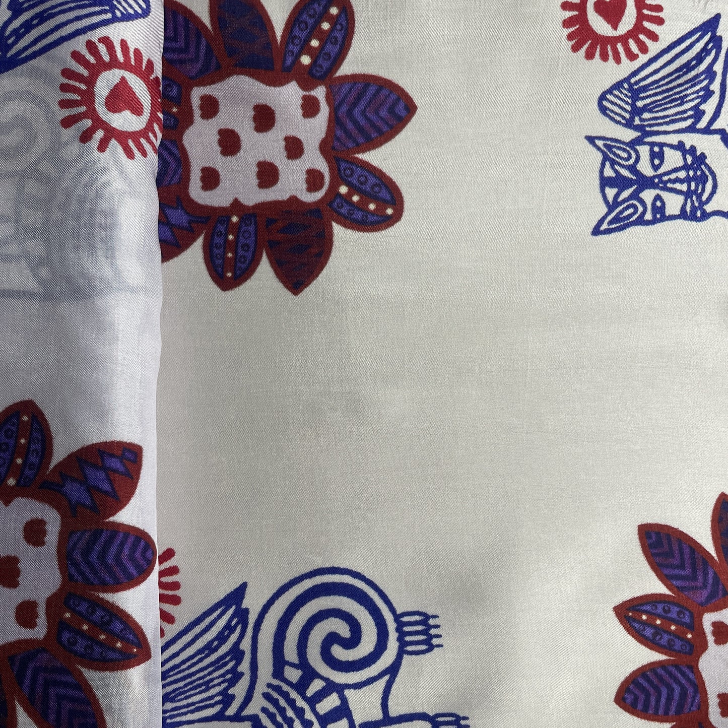 Lilac Block Print Upada Silk Fabric 19615