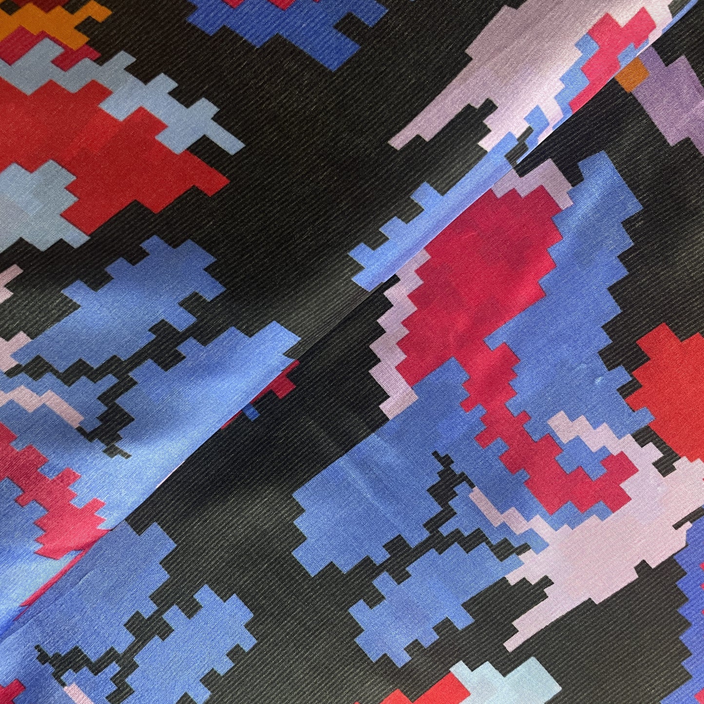 Black Quirky Print Upada Silk Fabric 19616