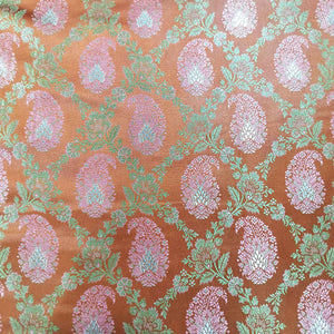 Orange Paisley Tanchui Silk Fabric KR-19627