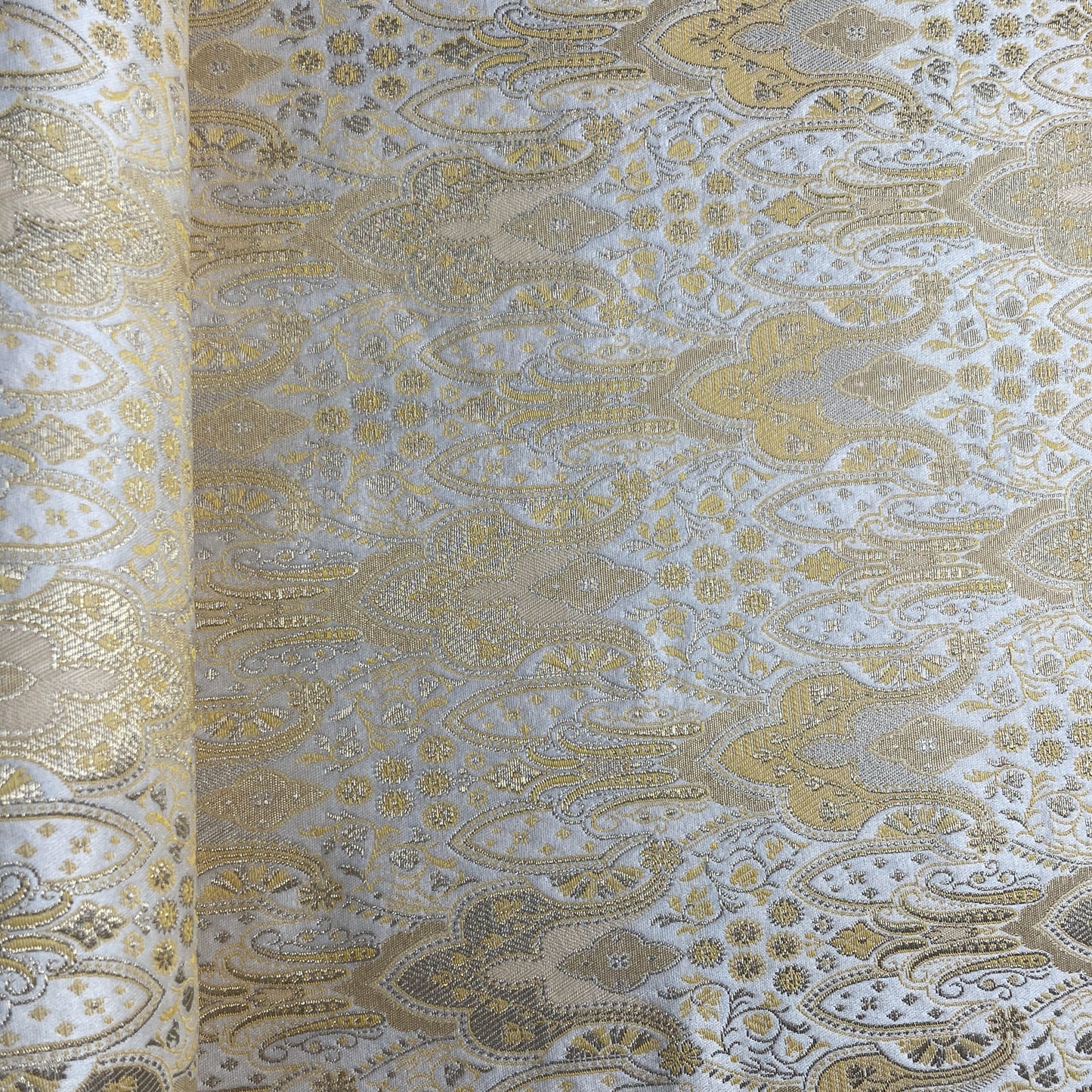 Yellow Traditional Pattern Brocade Fabric 19644
