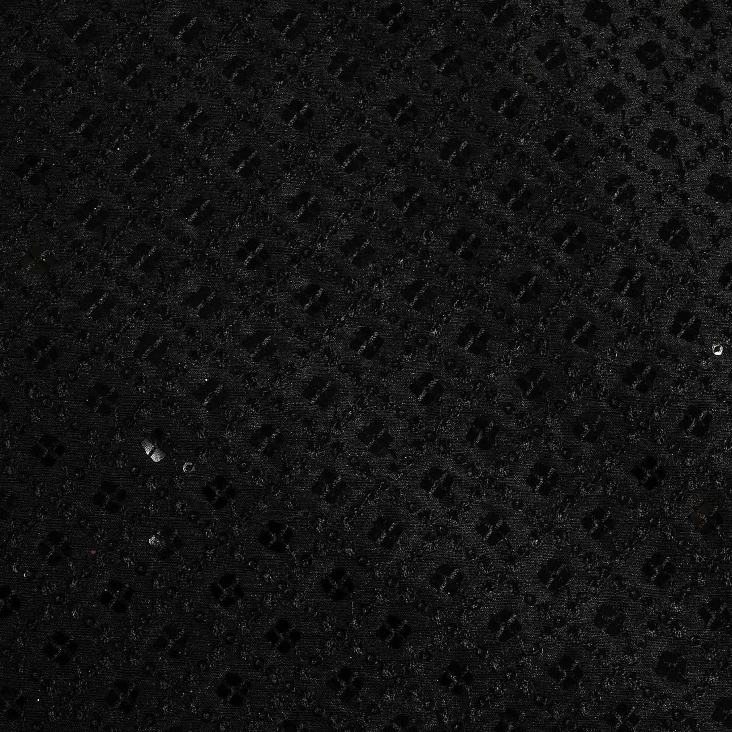 Black Thread Sequins Embroidery Russian Silk Fabric 7999 SB-19688