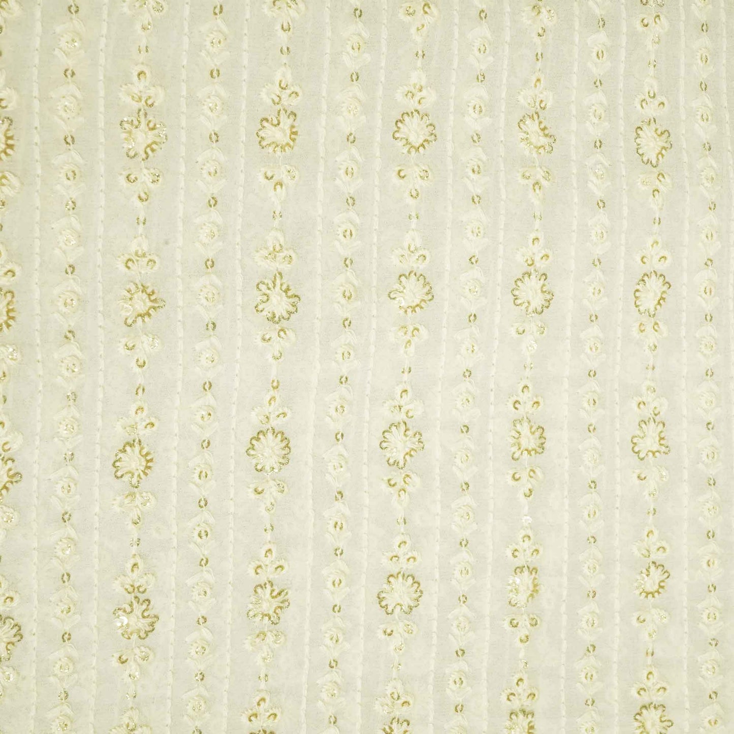 White Chikankari Thread Embroidery Dyeable Georgette Fabric 440 AF-19692