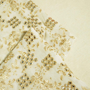 White Mirror & Zari Embroidery Dyeable Georgette Fabric 440 AF-19696