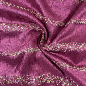 Brick Red Zari Embroidery Dupian Silk Fabric 19905