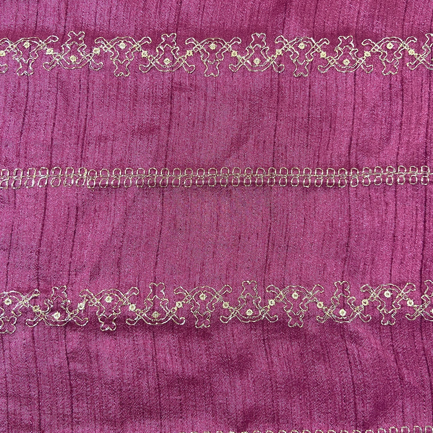 Brick Red Zari Embroidery Dupian Silk Fabric 19905