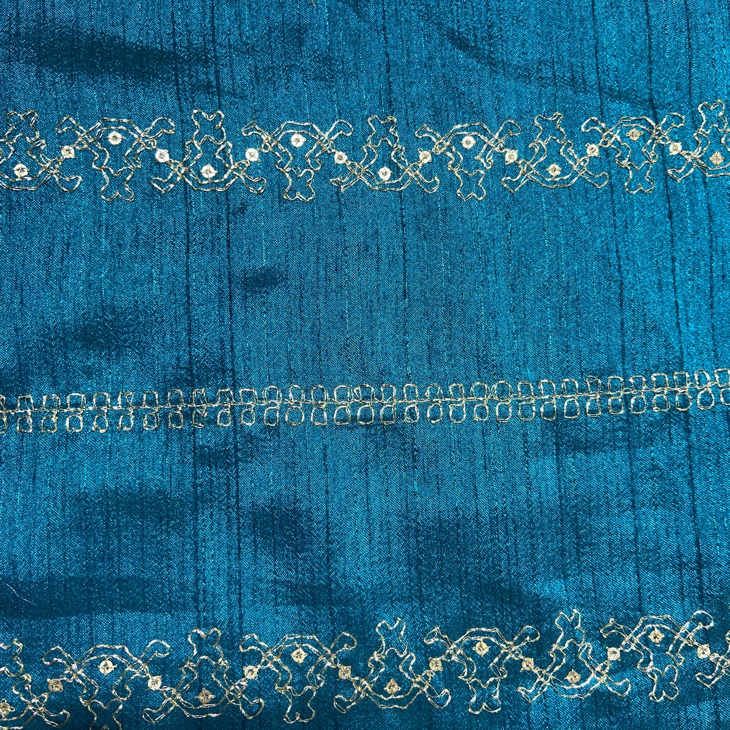 Turkish Green Zari Embroidery Dupian Silk Fabric 19906