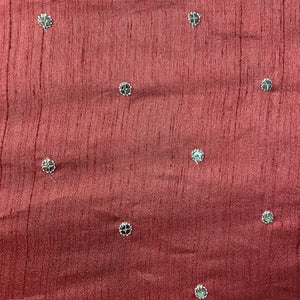 Red Sequins Embroidery Dupion Silk Fabric 19911