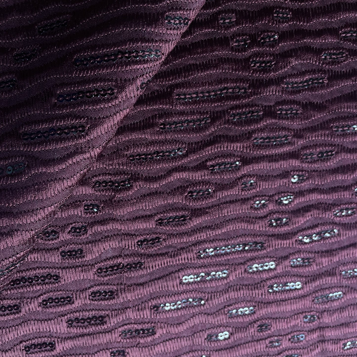 Maroon Sequins Thread Embroidery Russian Silk Fabric 19918