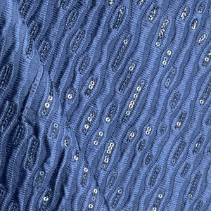 Blue Sequins Thread Embroidery Russian Silk Fabric 19919