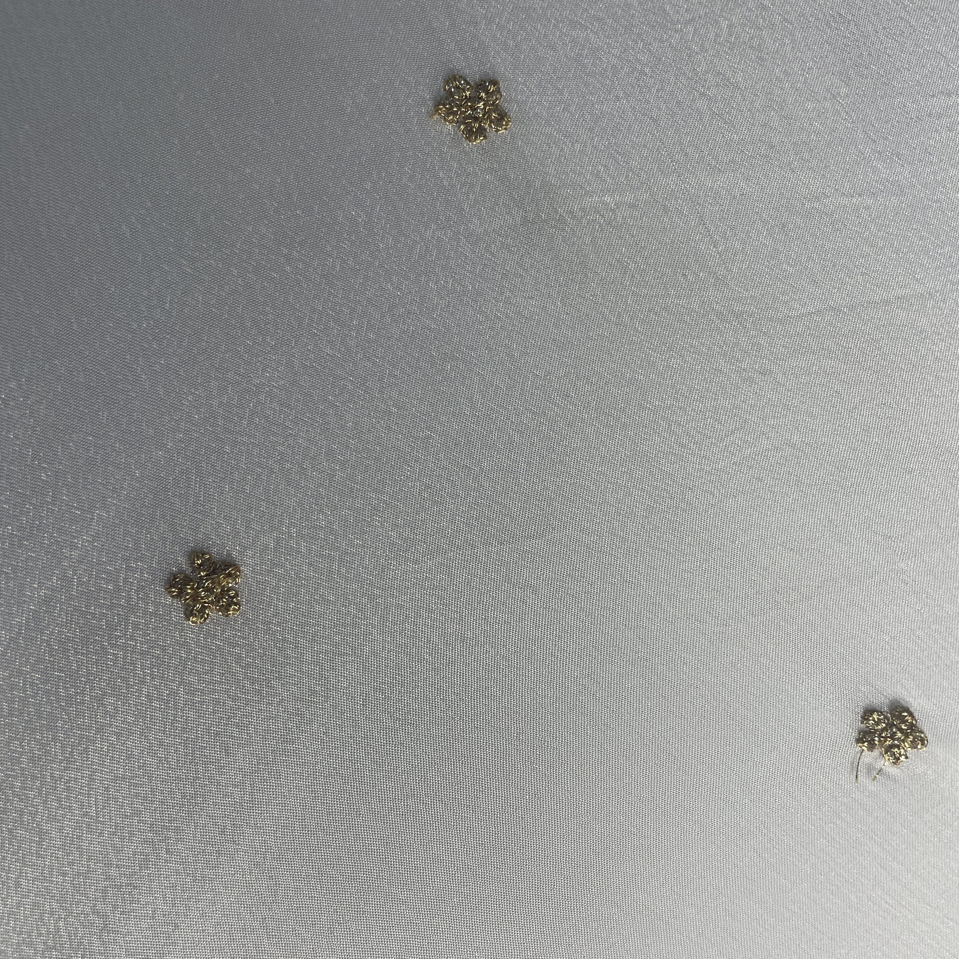 White Zari Embroidery Chinnon Chiffon Dyeable Fabric 19925