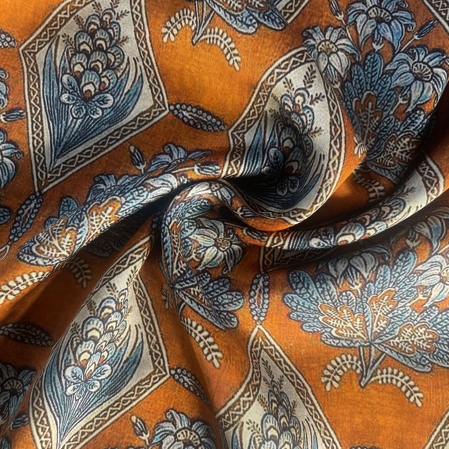 Orange Traditional Print Modal Satin Fabric 19972