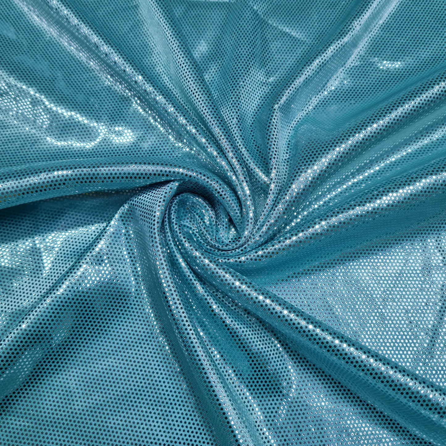 Aque Blue Imported Shimmer Foil Knit Lycra Fabric - TradeUNO