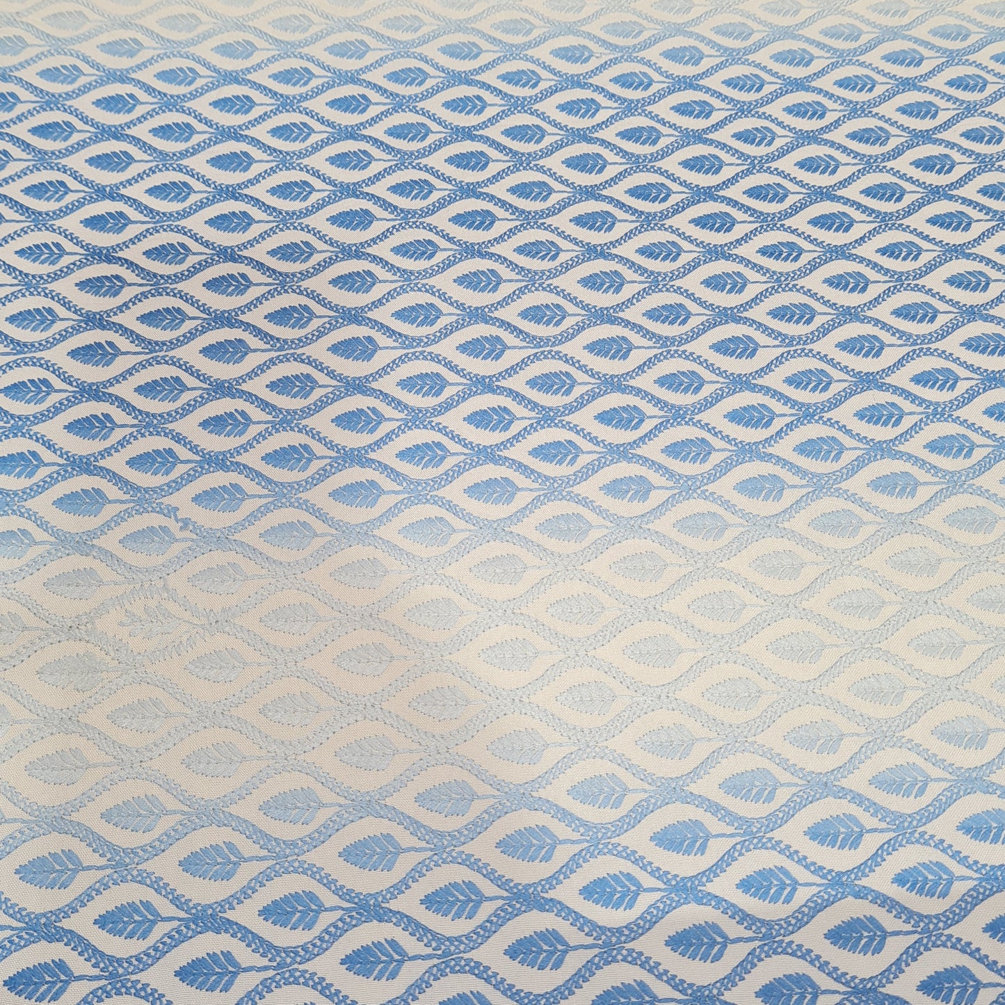 White & Blue Traditioanl Print Print Cotton Blended Fabric - TradeUNO