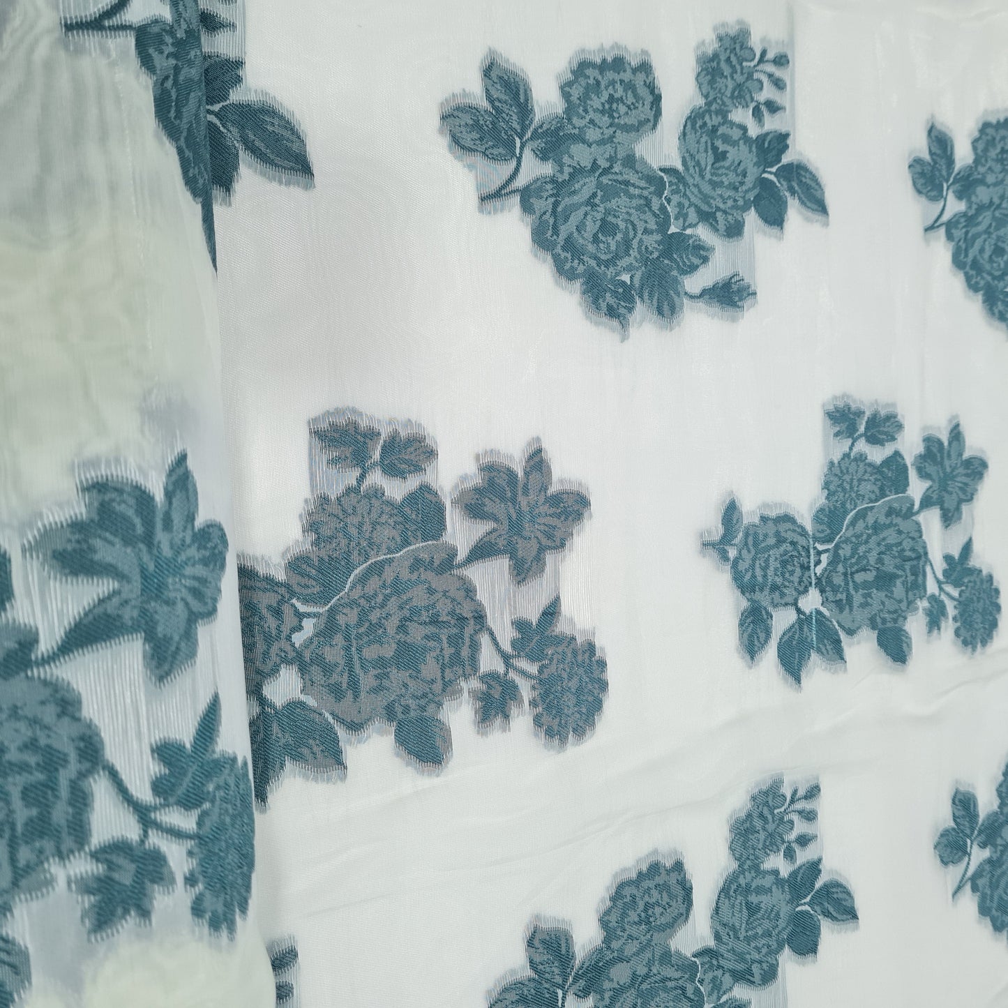 Green Floral Organza Jacquard Fabric - TradeUNO