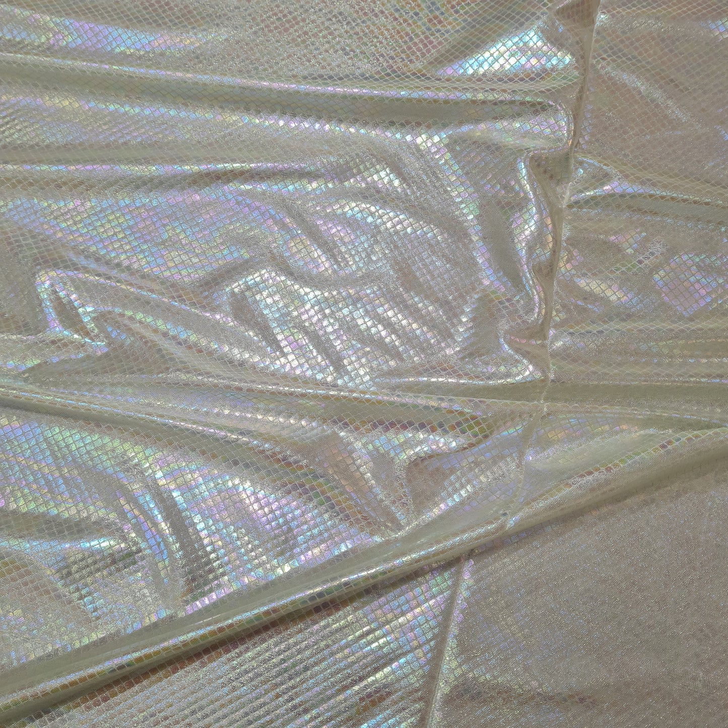 Light Green Geometerical 3D Rainbow With Lurex Knit Lycra Fabric - TradeUNO