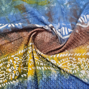 Blue Batik Print Sequence Embroidery Cotton Fabric - TradeUNO