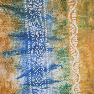 Orange Batik Print Sequence Embroidery Cotton Fabric - TradeUNO