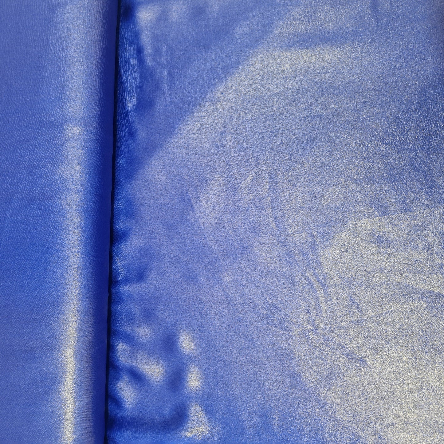 Cobalt Blue Solid Gold Shimmer Georgrette Satin - TradeUNO
