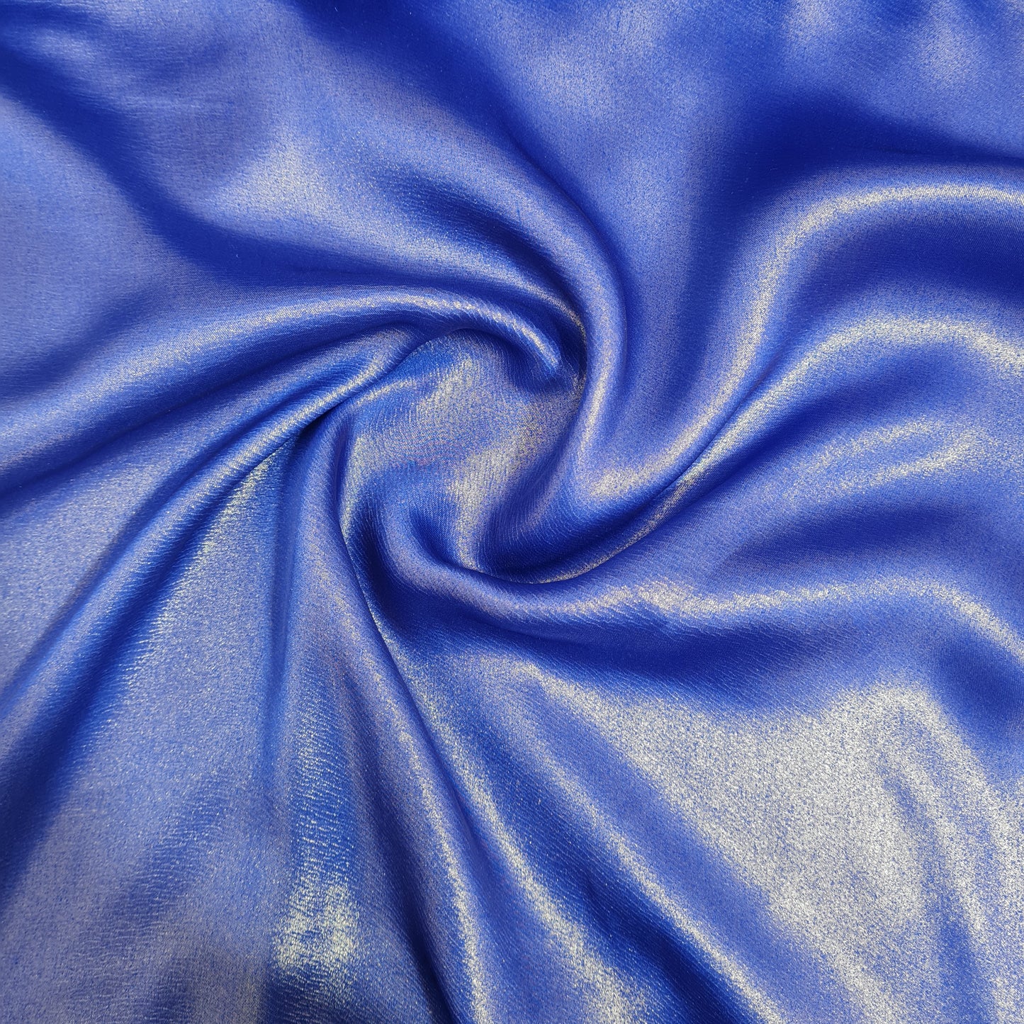 Cobalt Blue Solid Gold Shimmer Georgrette Satin - TradeUNO