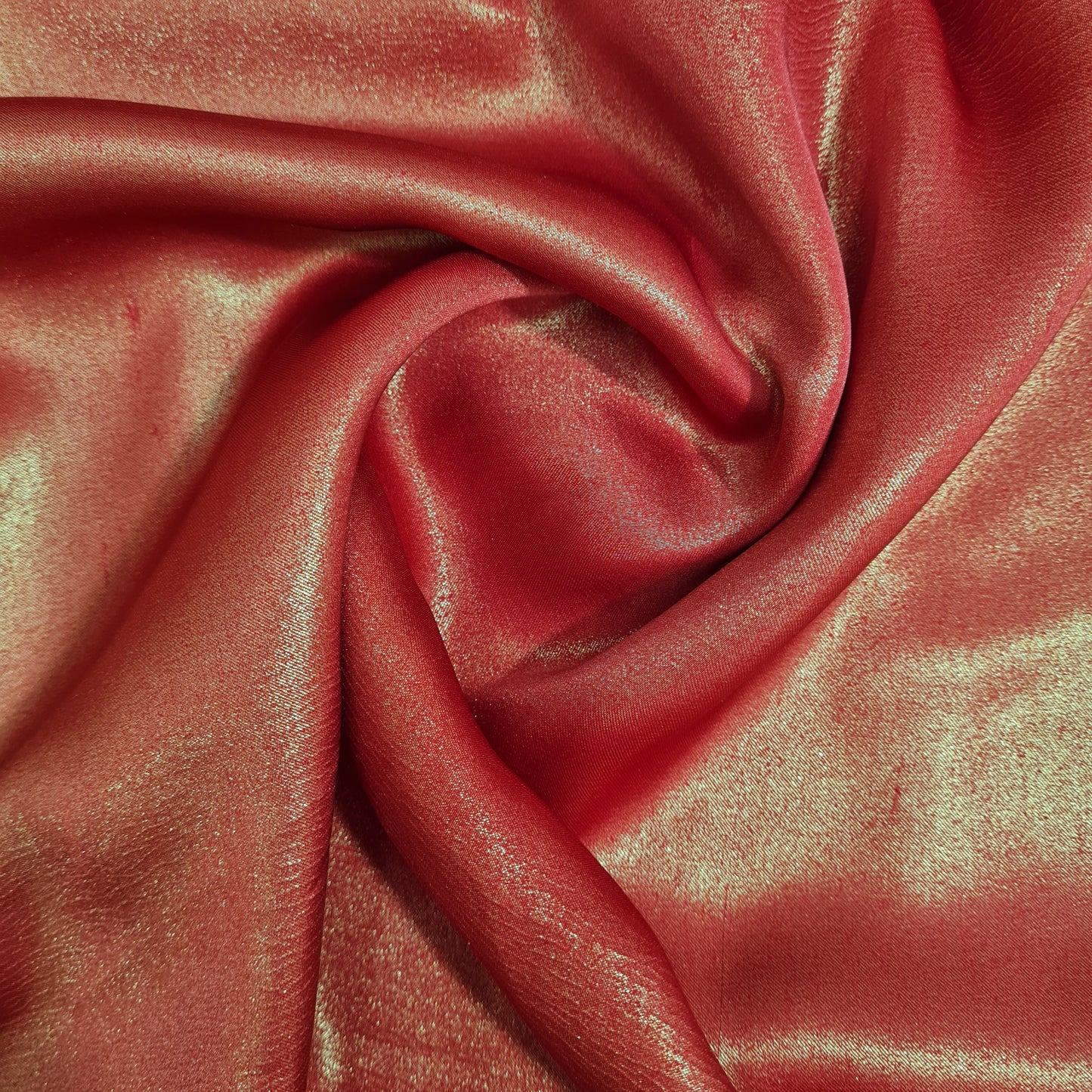 Red Solid Gold Shimmer Georgrette Satin - TradeUNO