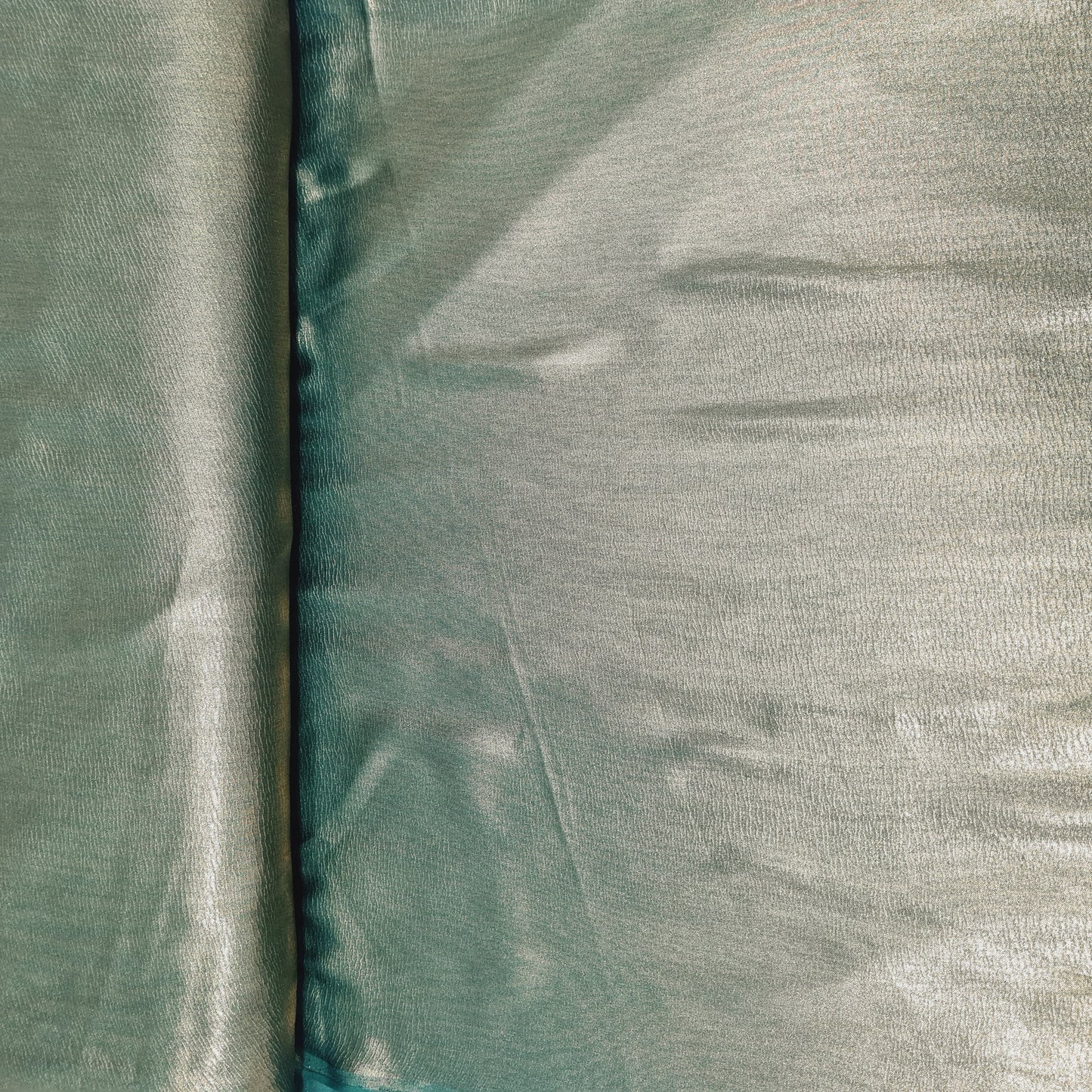 Dark Green Solid Gold Shimmer Georgrette Satin - TradeUNO