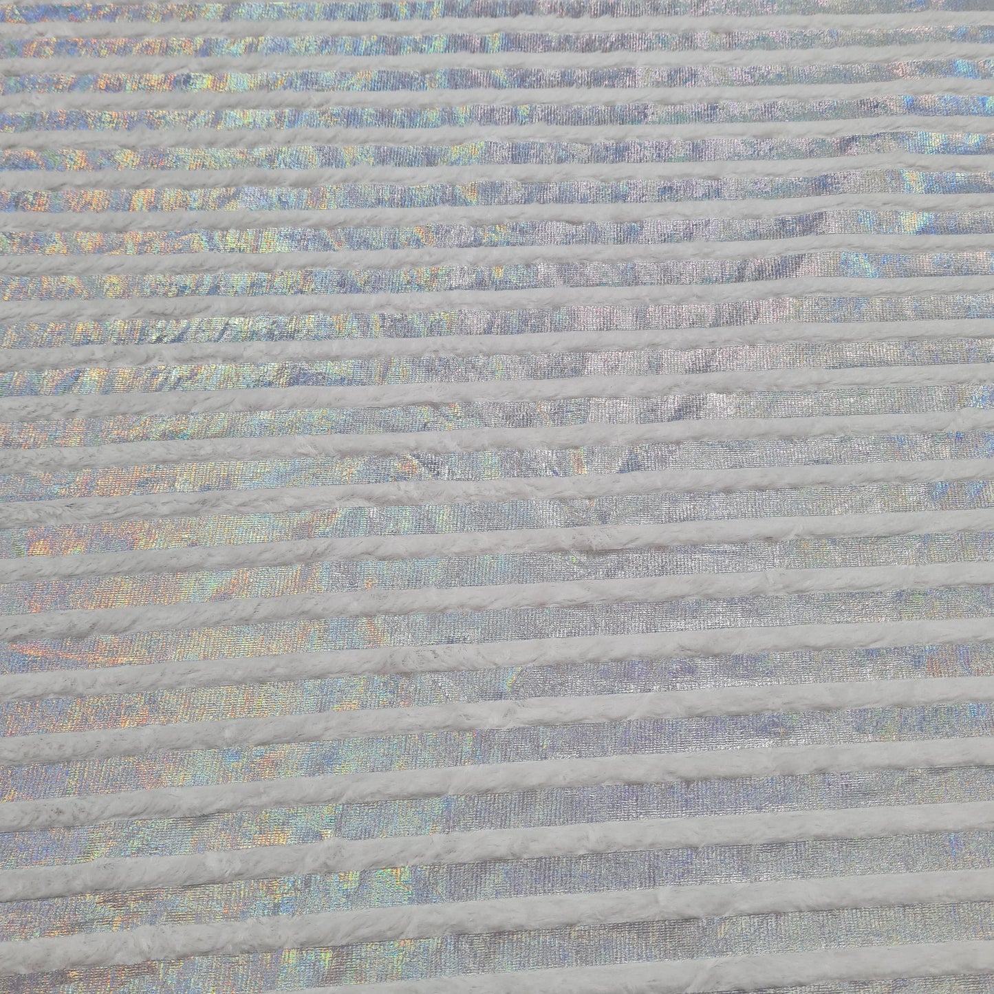 White & Silver Stripe Fur Rexine Fabric - TradeUNO