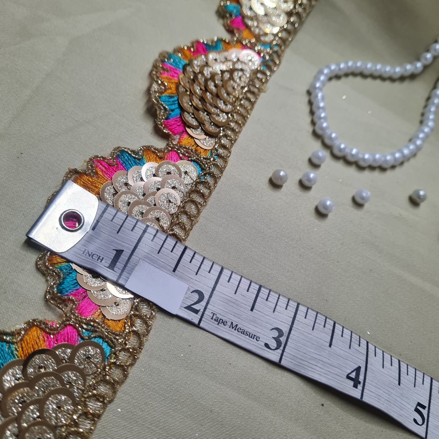 Classic Multicolor Sequins Thread Lace