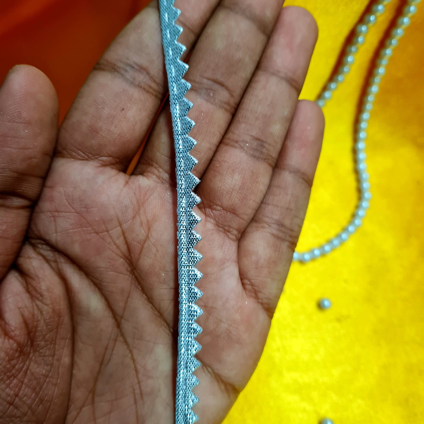 Classic Silver Gold Chevron Piping Lace