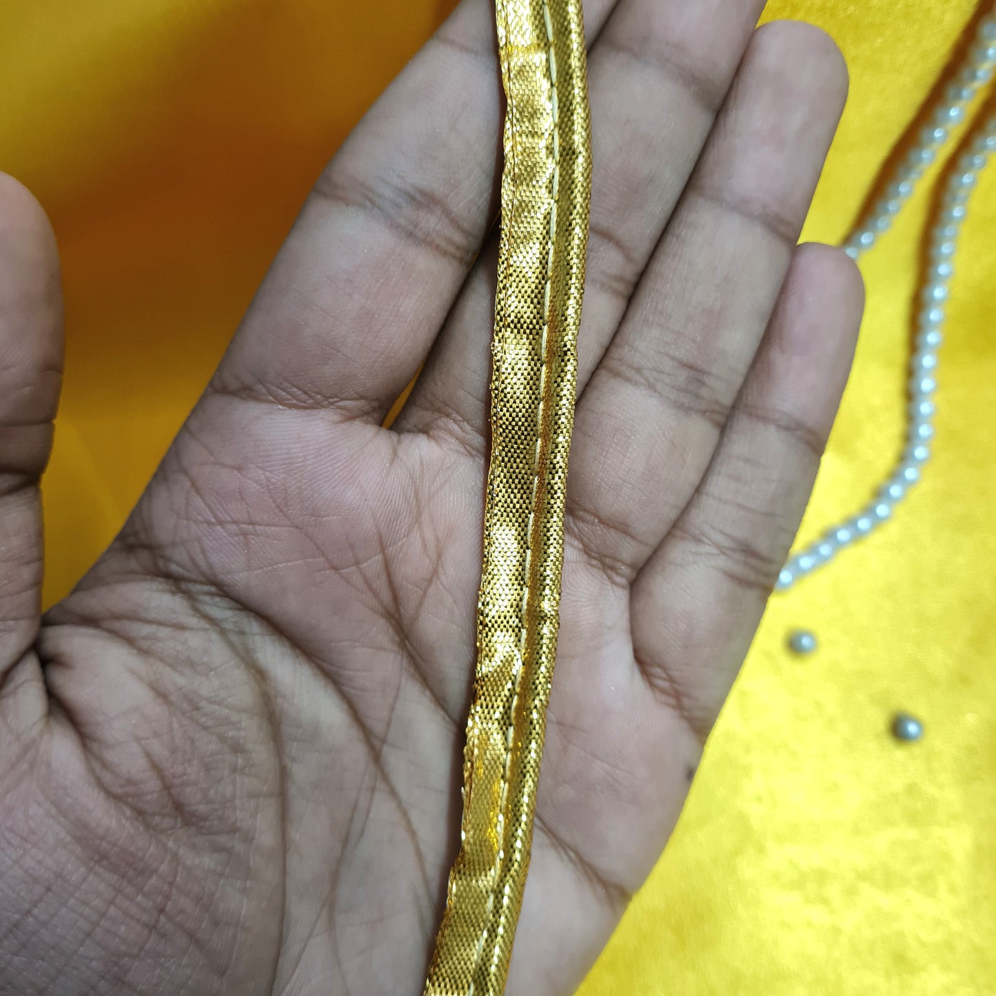 Classic Bright Gold Piping Satin Lace