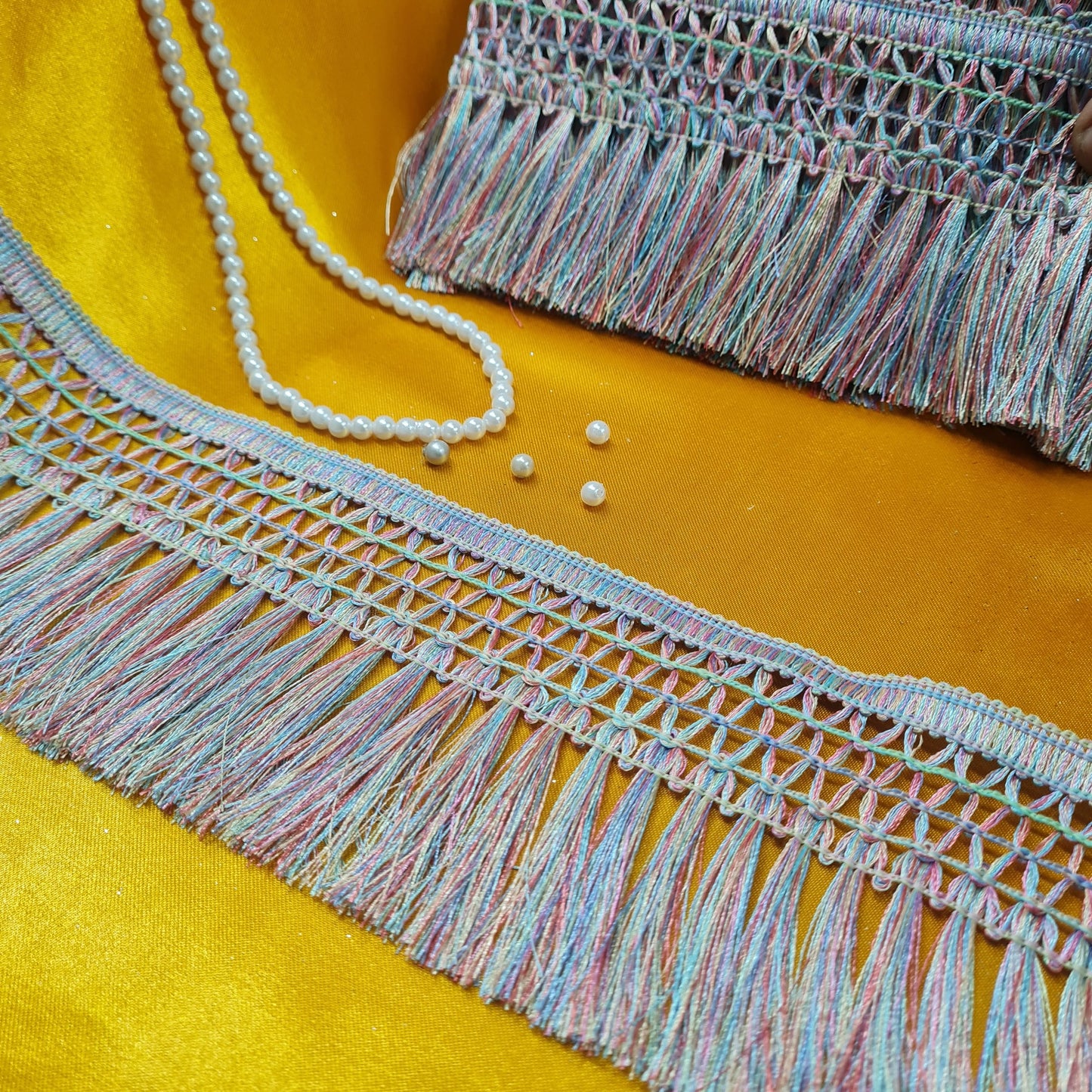 Classic Multicolor Blue Thread Kiran Lace