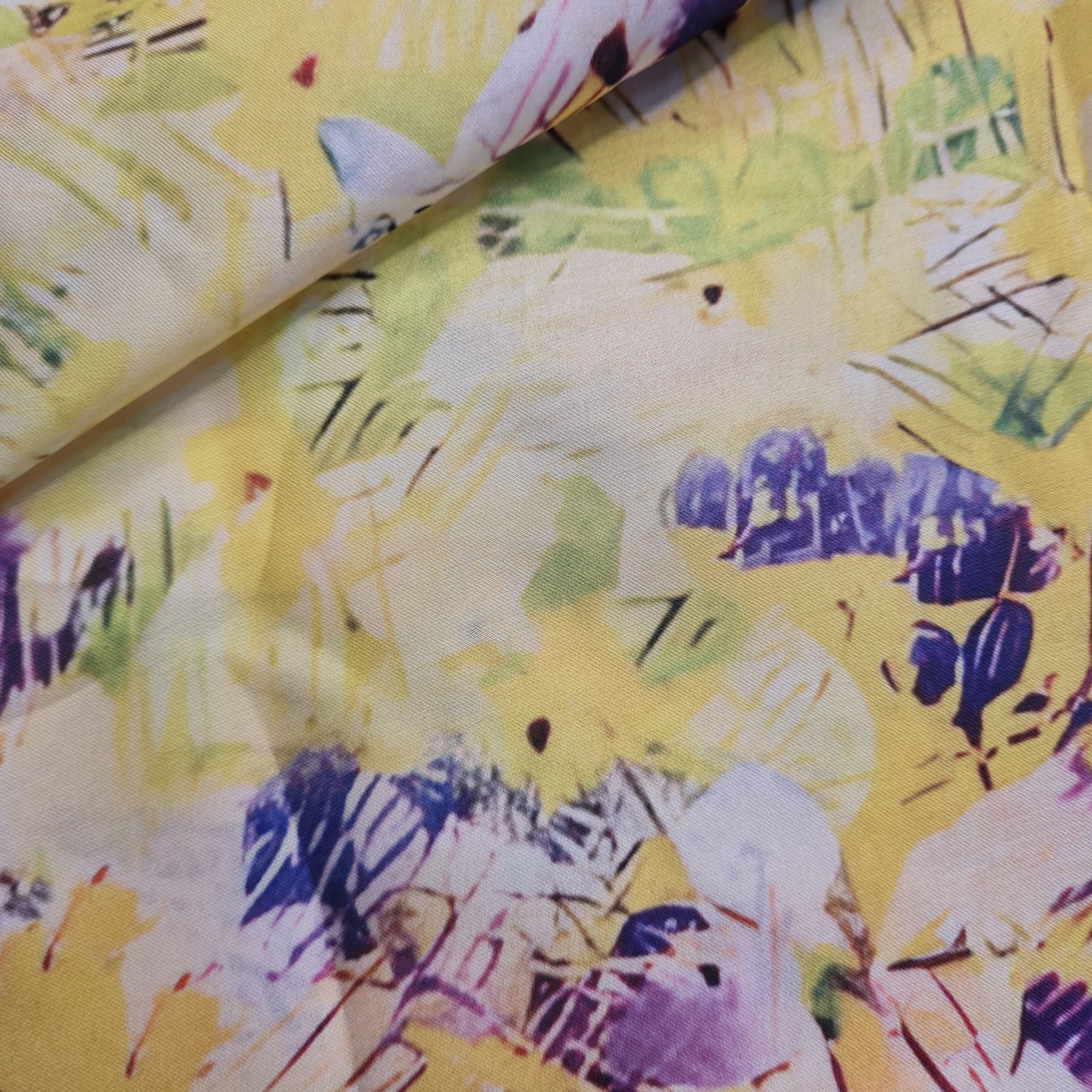 Exclusive Satin Georgette Lime Green Multicolor Print Fabric