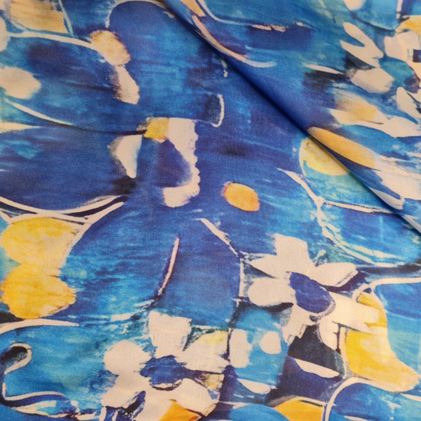 Exclusive Satin Georgette Blue Abstract Print Fabric